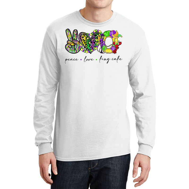 Peace Love King Cake Leopard Mardi Gras Matching Parade T Shirt Long Sleeve Shirts | Artistshot