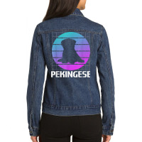 Retro Pekingese Dog Lover T Shirt Ladies Denim Jacket | Artistshot