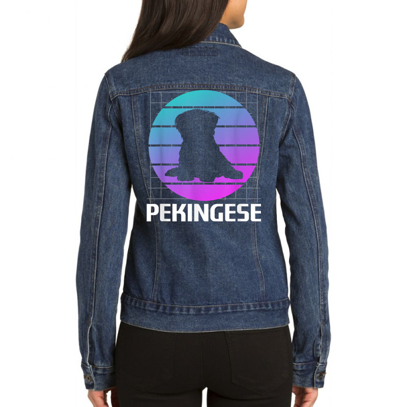 Retro Pekingese Dog Lover T Shirt Ladies Denim Jacket by prix5d5gosson | Artistshot