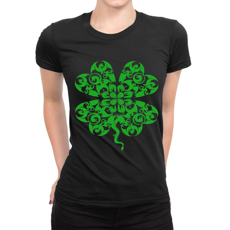 St Patricks Day Dragon Shamrock Clover Irish Ladies Fitted T-Shirt by AURRADILLARD | Artistshot