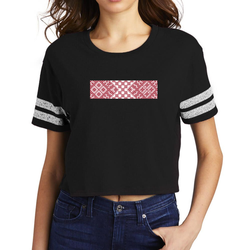 Red Latvian Lielvarde Belt Motif Scorecard Crop Tee by PeteBabic | Artistshot