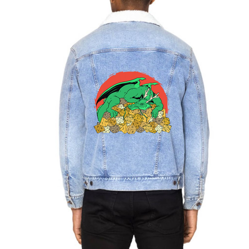 Strong Dragon Protects Dices For Player Unisex Sherpa-Lined Denim Jacket by AURRADILLARD | Artistshot