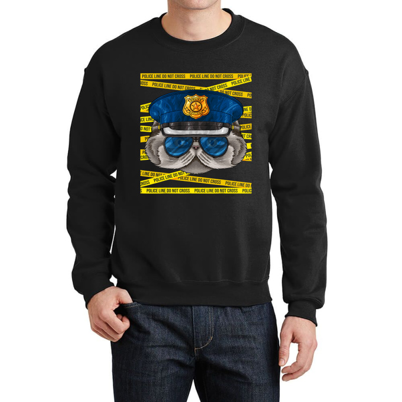 Persian Police Officer Policeman Funny Police Cat Crewneck Sweatshirt | Artistshot