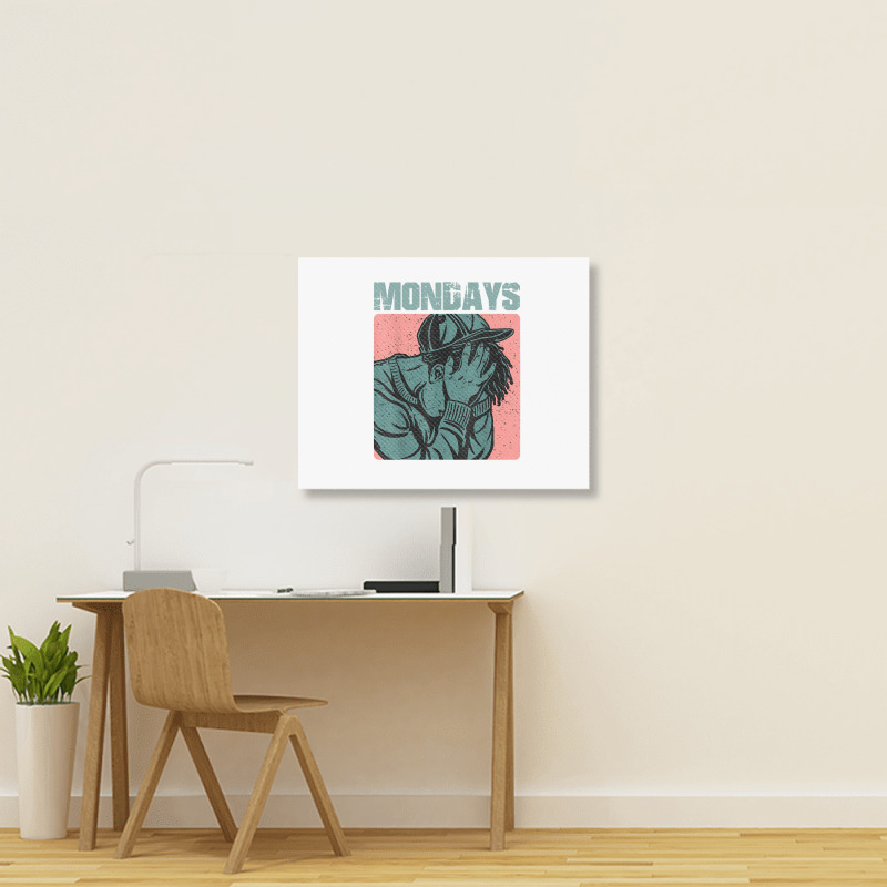 Vintage Aesthetic Graphic Design I Hate Mondays T Shirt Landscape Canvas Print | Artistshot