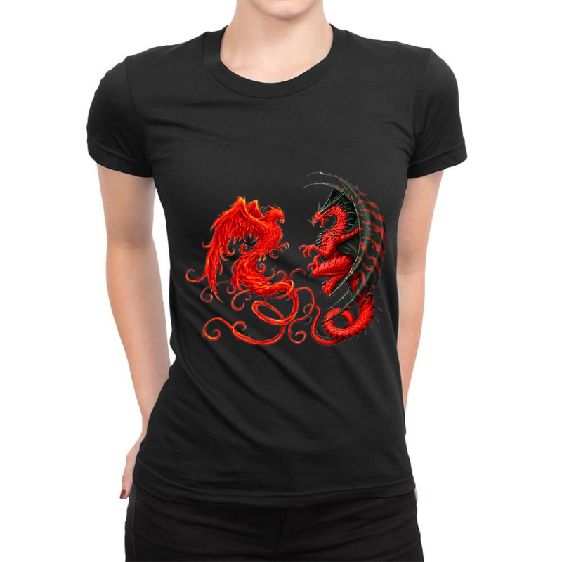 Phoenix Dragon Heart Lover Ladies Fitted T-Shirt by SCOTTALLENZ | Artistshot