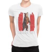 Canada Eh Grizzly Bear Canadian Flag Canada Day T Shirt Ladies Fitted T-shirt | Artistshot