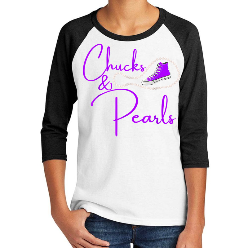 Chucks And Pearls Rhinestone Shoe Hbcu Black Girl Magic Purp T Shirt Youth 3/4 Sleeve by corrinwpxbilal | Artistshot