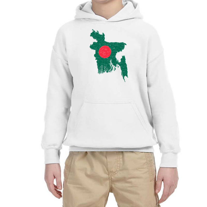 Bangladesh Map Flag Drawing Line Art Youth Hoodie | Artistshot