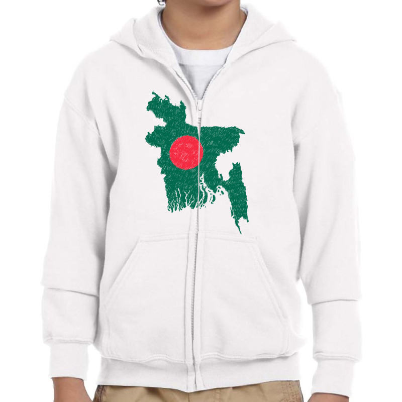 Bangladesh Map Flag Drawing Line Art Youth Zipper Hoodie | Artistshot