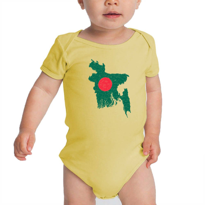 Bangladesh Map Flag Drawing Line Art Baby Bodysuit | Artistshot