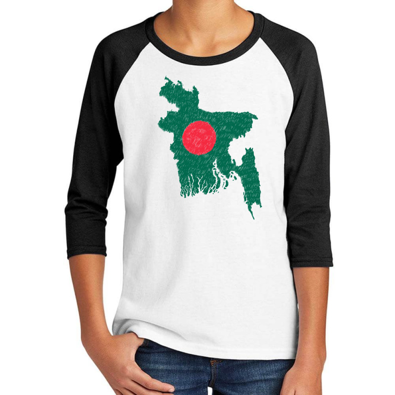 Bangladesh Map Flag Drawing Line Art Youth 3/4 Sleeve | Artistshot