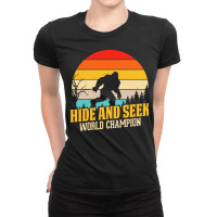 Bigfoot T  Shirt Retro Bigfoot Hide & Seek World Champion 3 Ladies Fitted T-shirt | Artistshot