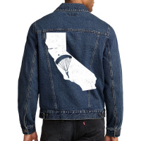 California Skydiving Parachute Silhouette Skydiver Vintage Design Men Denim Jacket | Artistshot