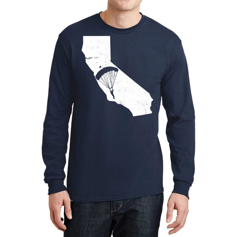 California Skydiving Parachute Silhouette Skydiver Vintage Design Long Sleeve Shirts by miyhaexaltoc | Artistshot