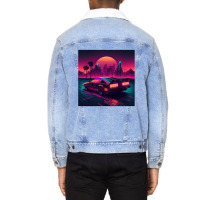 Car Retro Synthwave Unisex Sherpa-lined Denim Jacket | Artistshot