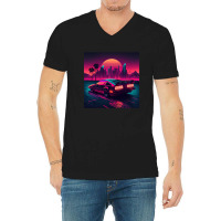 Car Retro Synthwave V-neck Tee | Artistshot