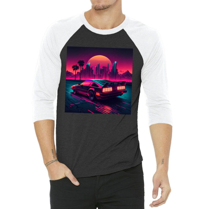 Car Retro Synthwave 3/4 Sleeve Shirt by Agus Creative | Artistshot