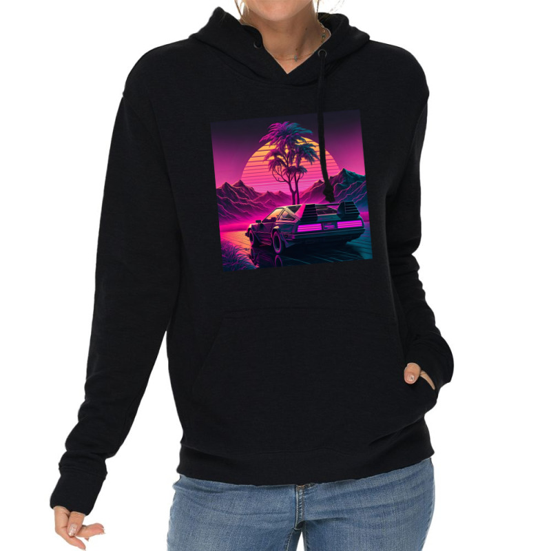 Car Retro Synthwave Lightweight Hoodie by Agus Creative | Artistshot