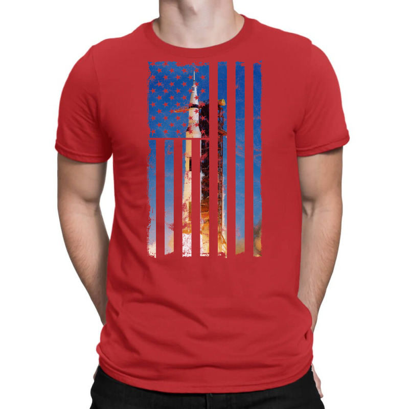 Apollo 11 Saturn V Liftoff 50th Anniversary Vintage Flag T-Shirt by ghanimshorgok | Artistshot