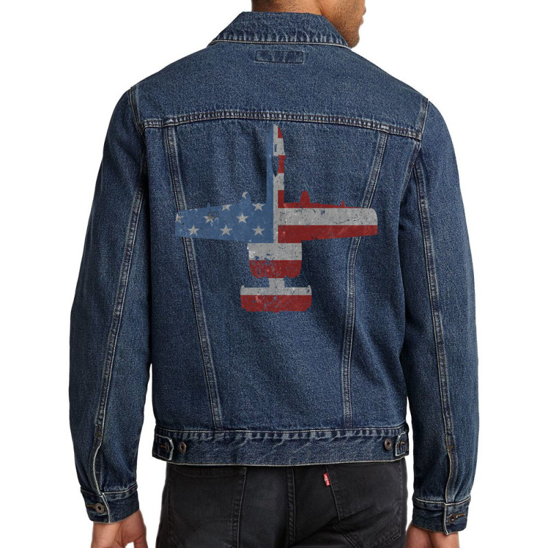 A 10 Warthog Airplane American Flag Design Men Denim Jacket by ruprairosittp | Artistshot