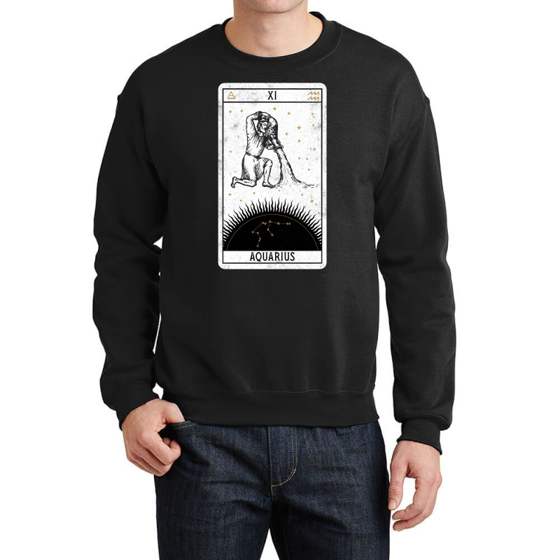 Aquarius Distressed Goth Tarot Zodiac Sign Crewneck Sweatshirt by ghanimshorgok | Artistshot