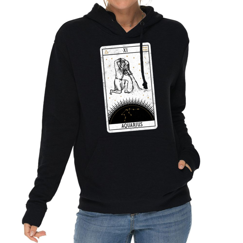 Aquarius Distressed Goth Tarot Zodiac Sign Lightweight Hoodie by ghanimshorgok | Artistshot