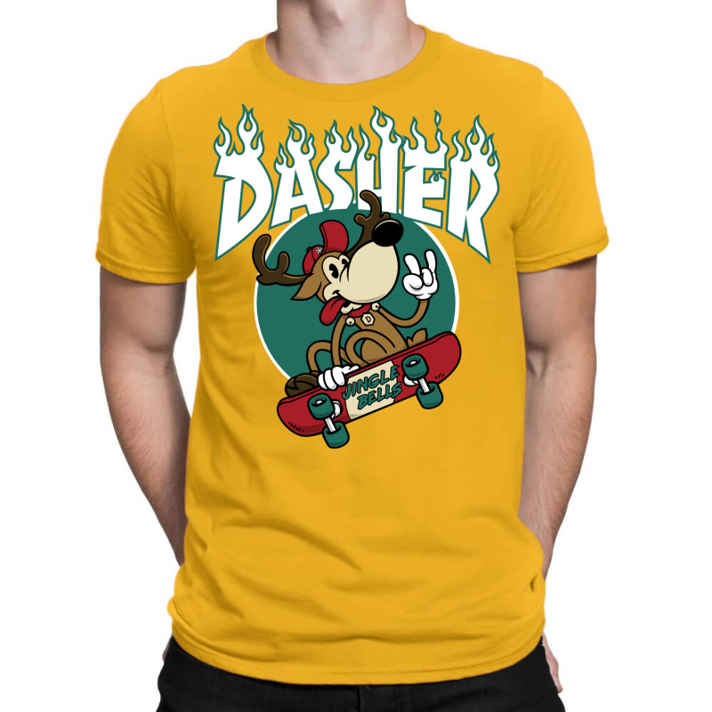 Dasher   Skateboarding Reindeer   Funny Xmas Cartoon T-shirt | Artistshot