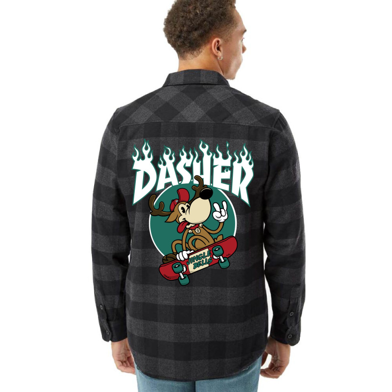 Dasher   Skateboarding Reindeer   Funny Xmas Cartoon Flannel Shirt | Artistshot