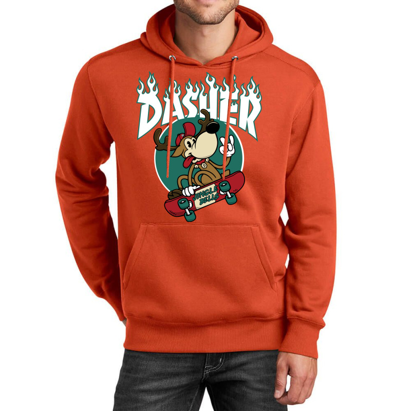 Dasher   Skateboarding Reindeer   Funny Xmas Cartoon Unisex Hoodie | Artistshot