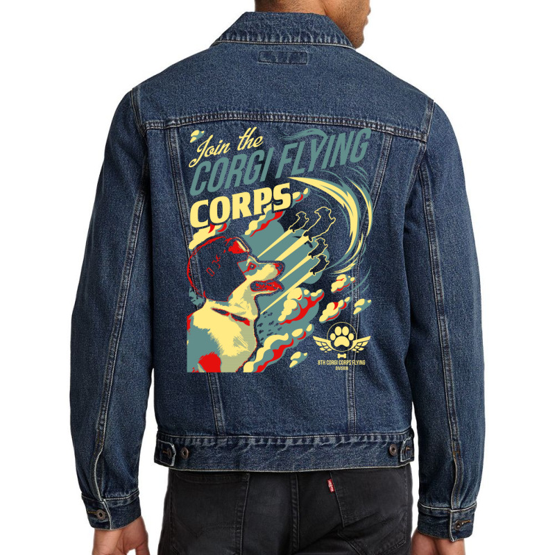 Join The Corgi Flying Corps Men Denim Jacket by legohtashyap | Artistshot