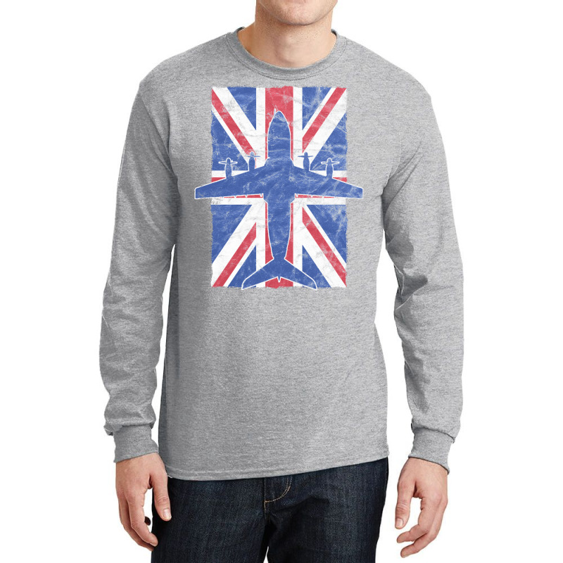 A400 Atlas Airplane Raf British Union Jack Vintage Flag Long Sleeve Shirts by ruprairosittp | Artistshot