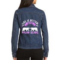 Polar Bear Quote Cool Polar Bears Apparel For Women Girls 6 Ladies Denim Jacket | Artistshot