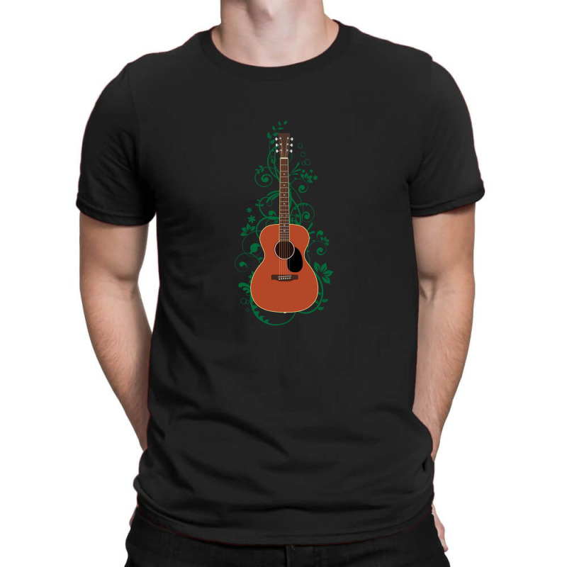 Mahogany Concert Acoustic Guitar Flowering Vines T-shirt | Artistshot