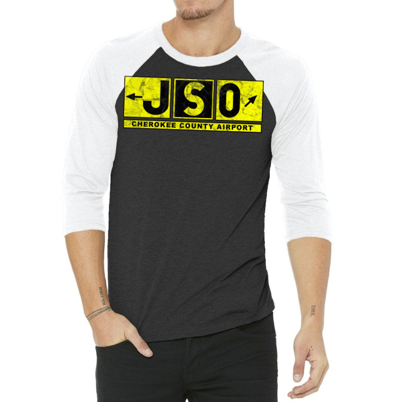 Jso Cherokee County Airport Taxiway Sign Design Distressed 3/4 Sleeve Shirt by legohtashyap | Artistshot