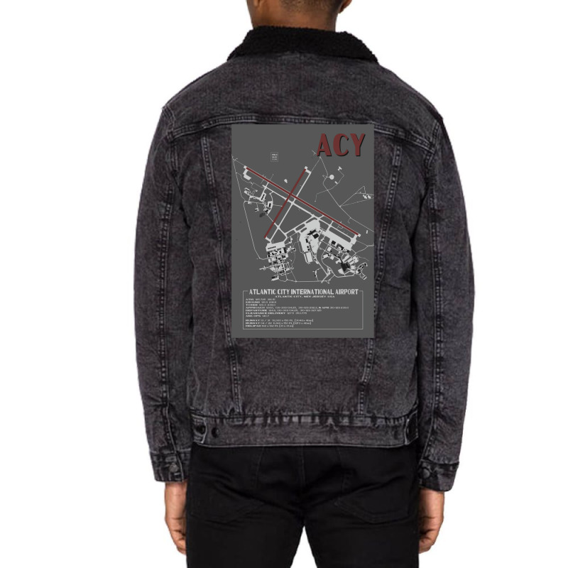 Acy Atlantic City International Airport Diagram Art Unisex Sherpa-Lined Denim Jacket by ruprairosittp | Artistshot