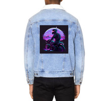 Motorcycle Retro Synthwave Unisex Sherpa-lined Denim Jacket | Artistshot