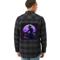 Motorcycle Retro Synthwave Flannel Shirt | Artistshot