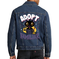 Adopt A Familiar   Creepy Cute Cartoon Witches Cat   Kawaii Kitten Men Denim Jacket | Artistshot