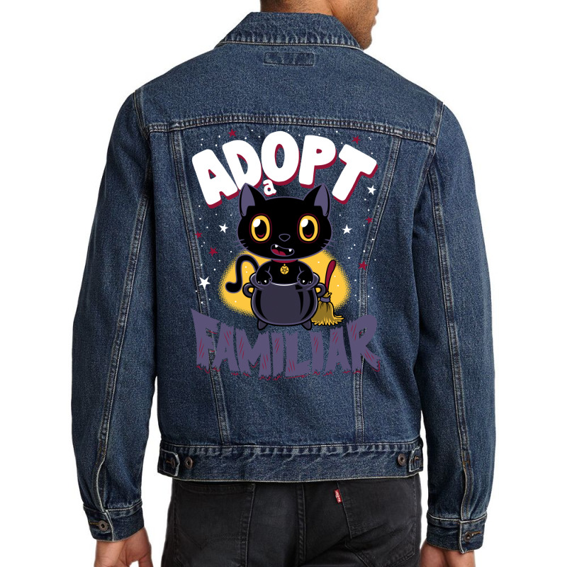 Adopt A Familiar   Creepy Cute Cartoon Witches Cat   Kawaii Kitten Men Denim Jacket by ruprairosittp | Artistshot