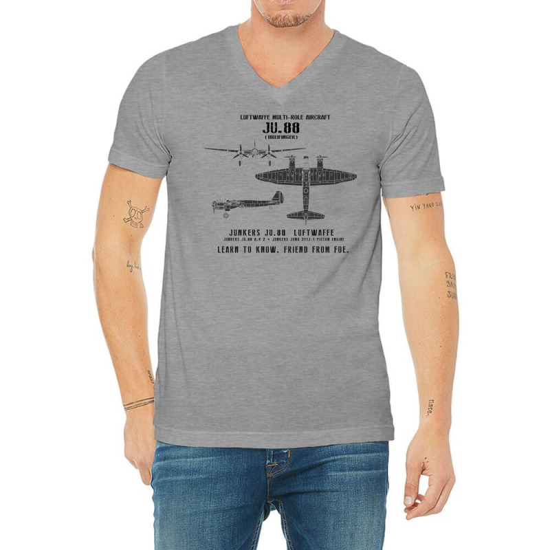 Junkers Ju.88 Dreifinger Wwii Aircraft Recognition Slide V-Neck Tee by legohtashyap | Artistshot