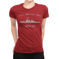 Ddg 53 Uss John Paul Jones Us Navy Guided Missile Destroyer Profile Vi Ladies Fitted T-shirt | Artistshot