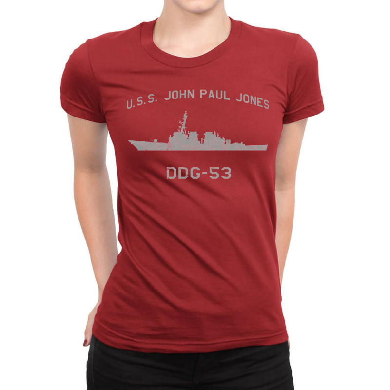 Ddg 53 Uss John Paul Jones Us Navy Guided Missile Destroyer Profile Vi Ladies Fitted T-Shirt by botrenhimix | Artistshot