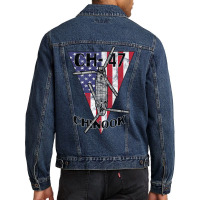 Ch 47 Chinook Transport Army Helicopter Patriotic Vintage Men Denim Jacket | Artistshot