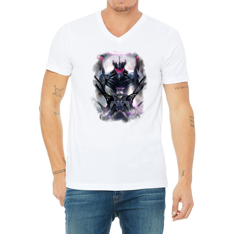 Kawrou Evangelion Anime Tra Digital Painting V-Neck Tee by legohtashyap | Artistshot