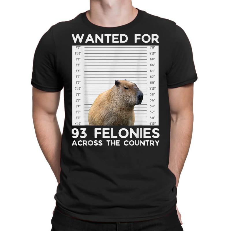 Capybara Mugshot Wanted For 93 Felonies Across The Country T Shirt T-shirt | Artistshot