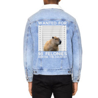 Capybara Mugshot Wanted For 93 Felonies Across The Country T Shirt Unisex Sherpa-lined Denim Jacket | Artistshot