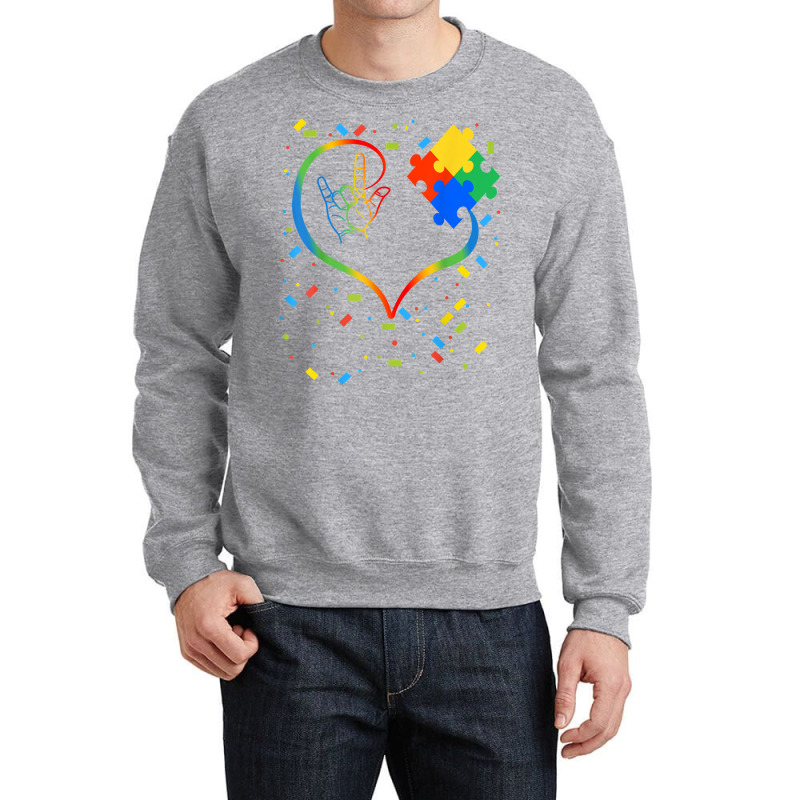 Autism Awareness Special Ed Teacher Asl Sign Language Crewneck Sweatshirt by tamkyfashions | Artistshot