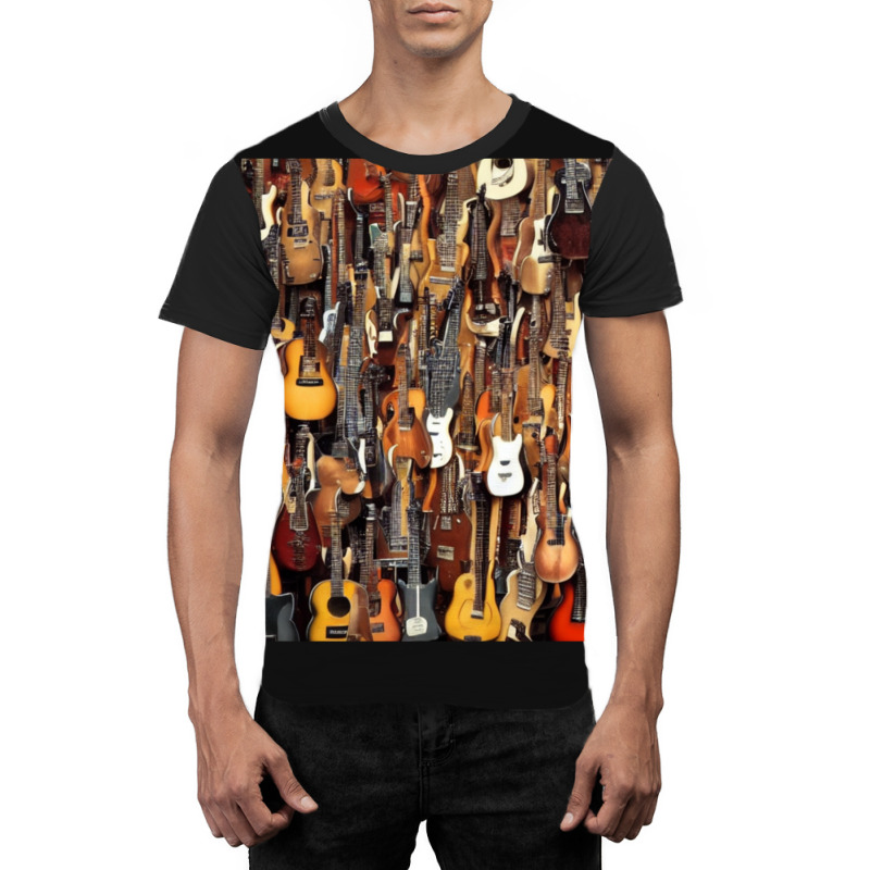 Electric Acoustic Guitar Display Paul Guitar Collage Store Shop Blues  Graphic T-shirt by MichaelGatineau | Artistshot