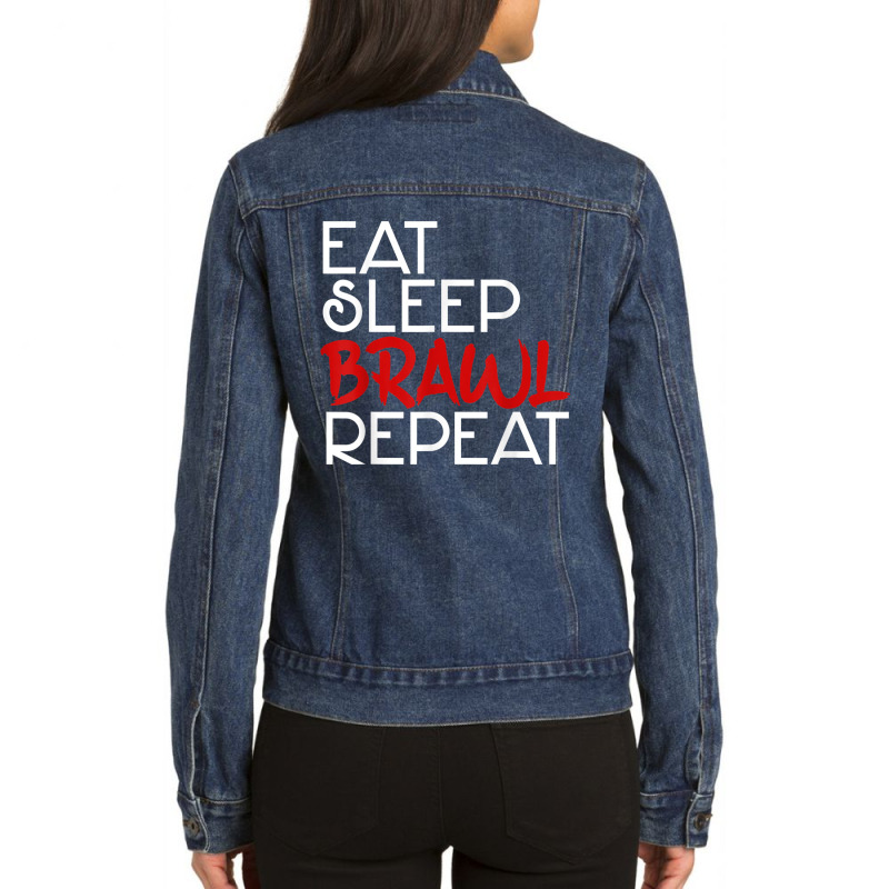 Eat Sleep Brawl Repeat Gamer Gamer Game Kinder Star T Shirt Ladies Denim Jacket by wafaha | Artistshot