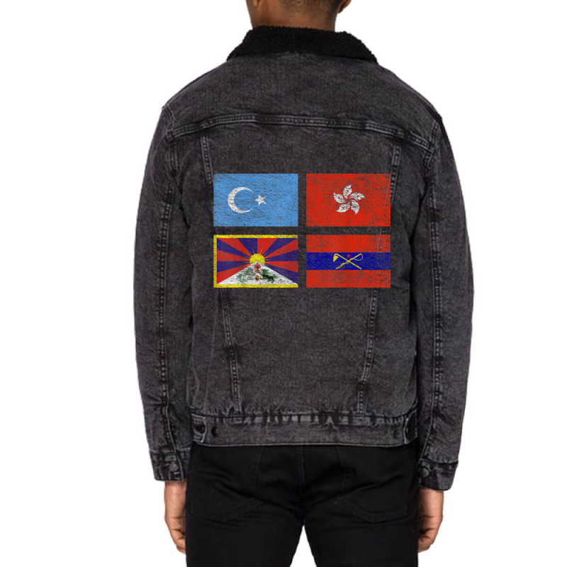 Free Tibet Uyghurs Hong Kong Inner Mongolia China Flag T Shirt Unisex Sherpa-Lined Denim Jacket by wafaha | Artistshot